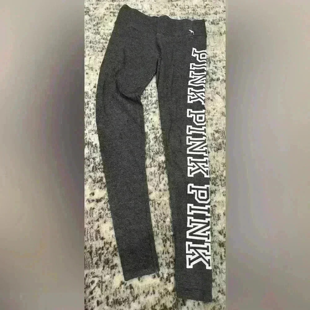 PINK Victoria's Secret Women's Charcoal Gray Logo Leggings